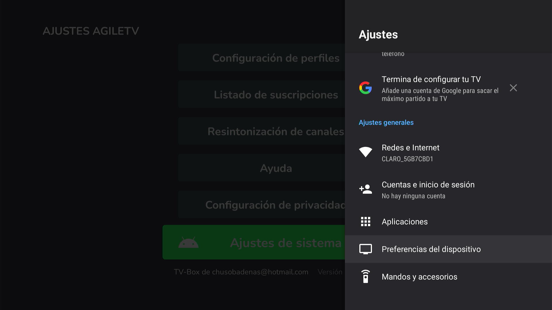Preferencias del dispositivo